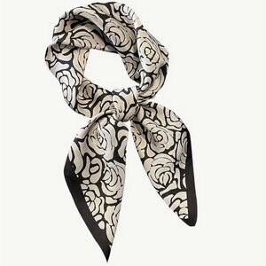 New Black and White Rose Scarf. 28 inches
